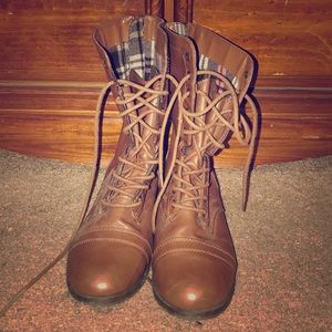 Faux brown leather boots